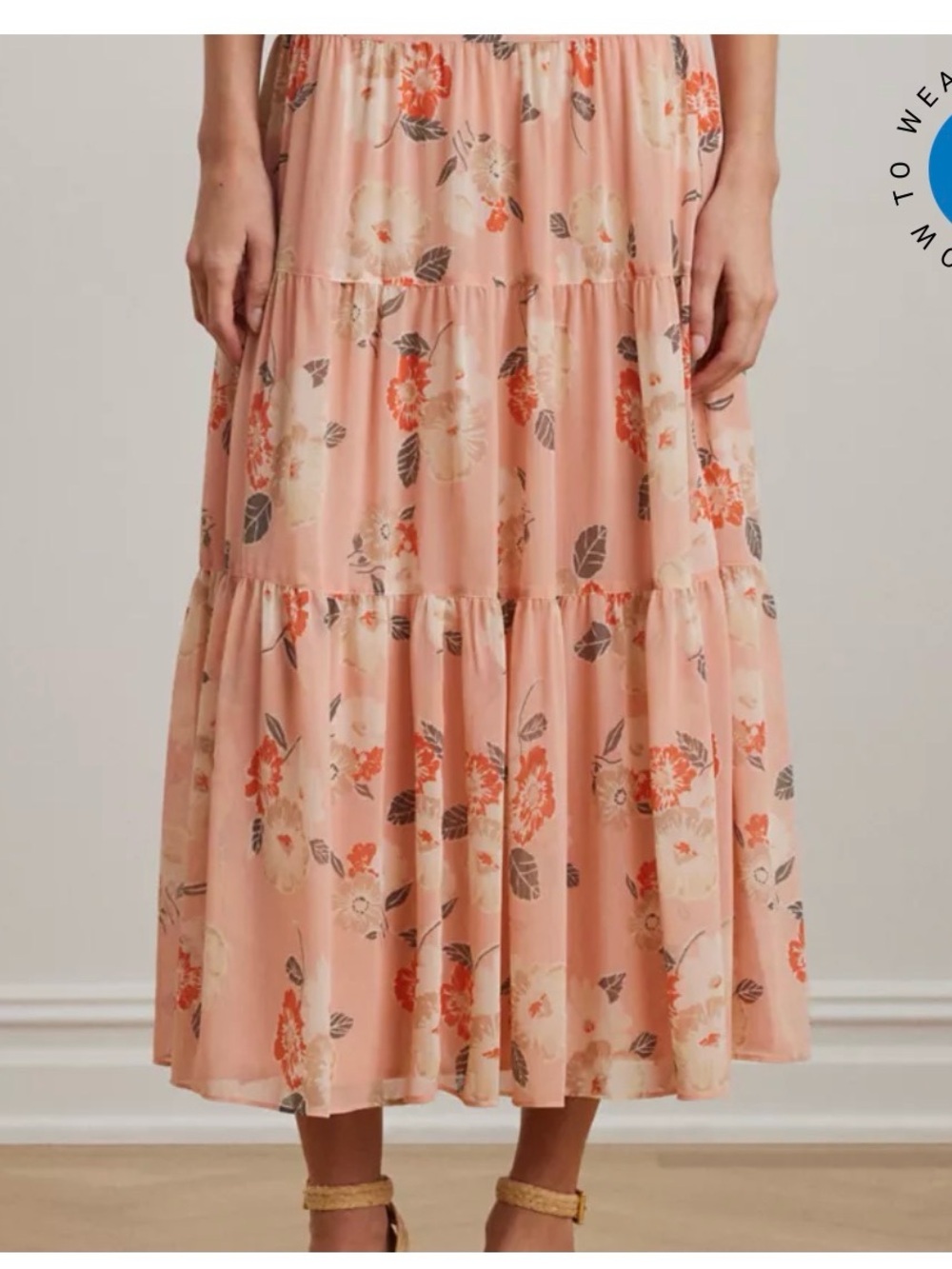 Lauren Ralph Lauren Peach Floral Maxi Skirt